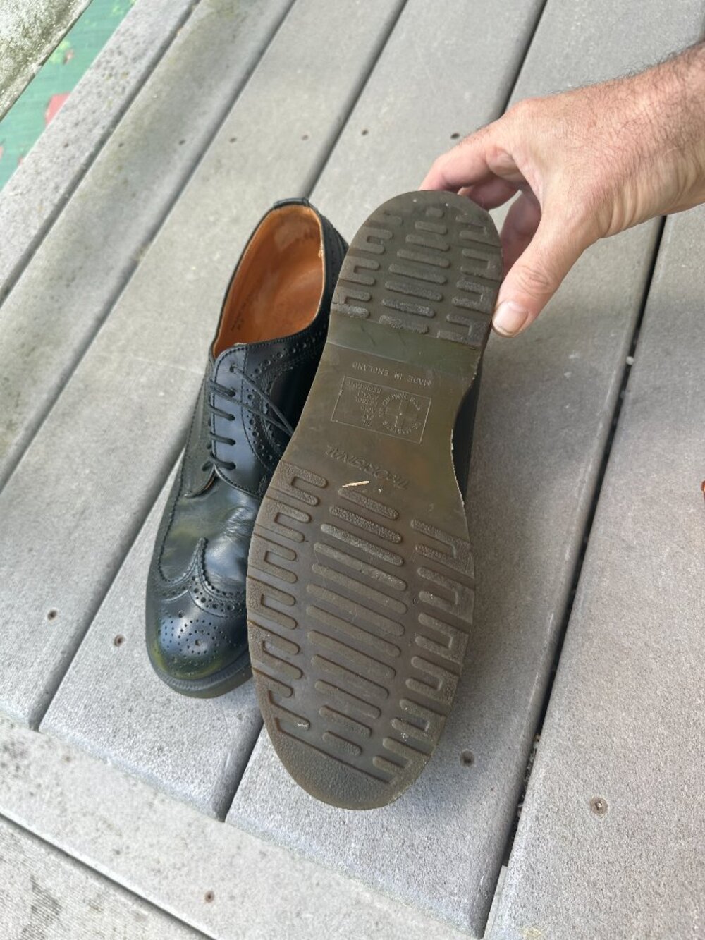 Vintage Mens Dr Martens 3989 Leather Wing Tip Brogues Made England Size 9 US 10 - Picture 4 of 8